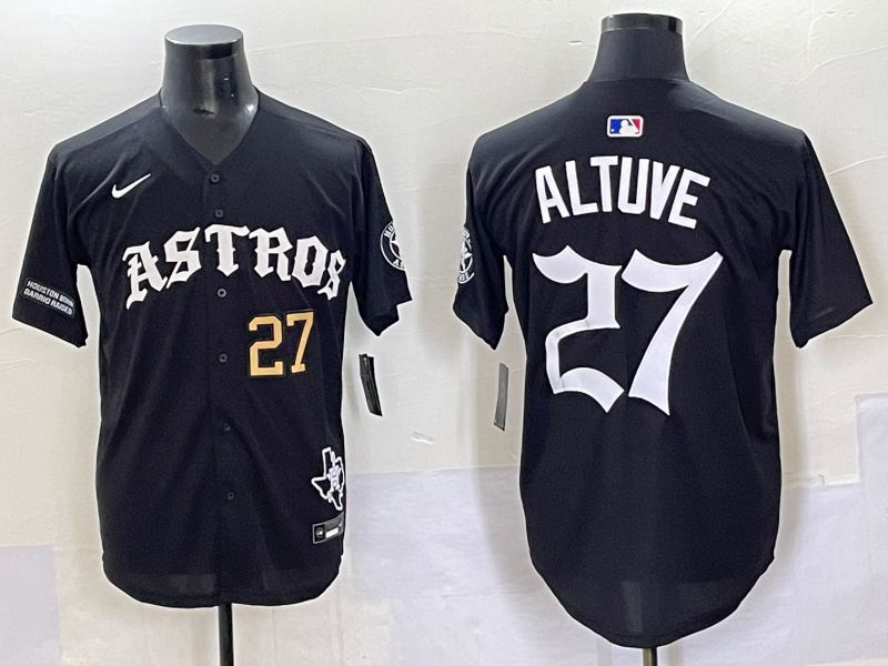 Men 2025 Houston Astros #27 Altuve Black Seven generations Joint Name Nike MLB Jersey style 5